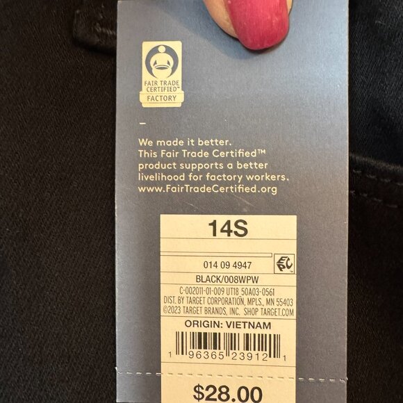 NWT BLACK HIGH RISE SLIM STRAIGHT JEANS  14 PETITE     #H - Picture 9 of 11